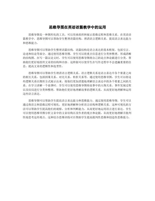 思维导图在英语语篇教学中的运用
