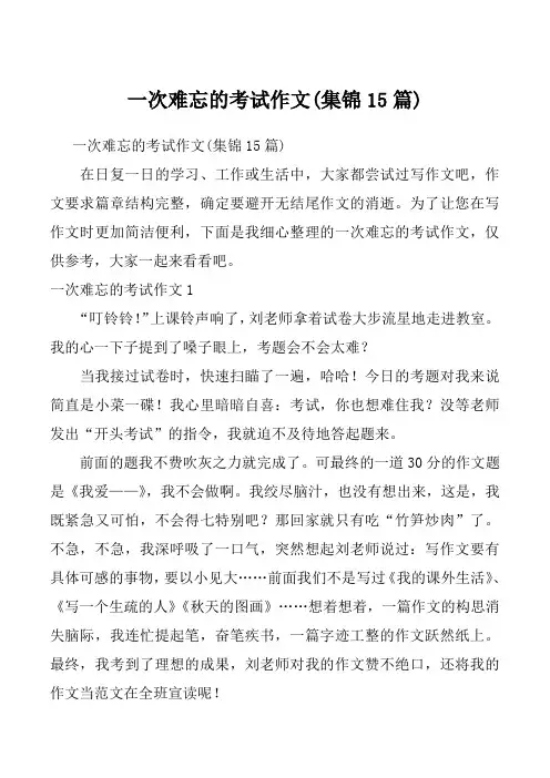 一次难忘的考试作文(集锦15篇)