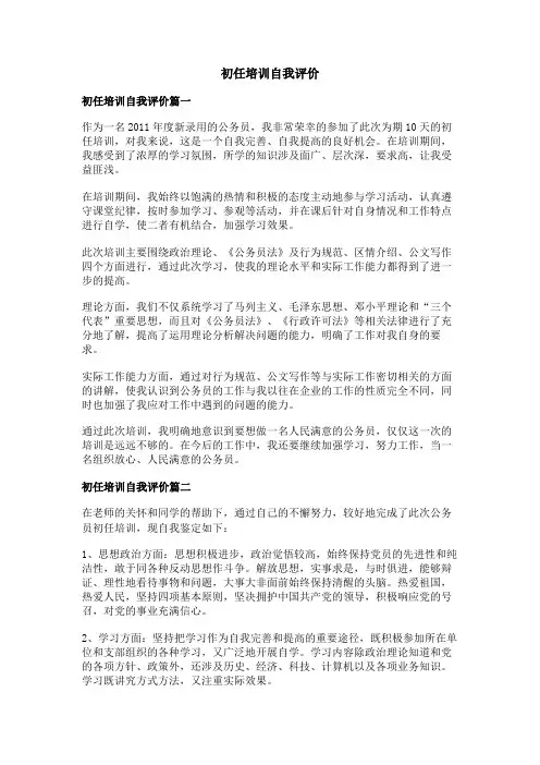 初任培训自我评价