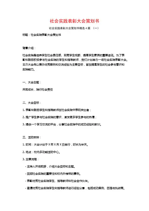 社会实践表彰大会策划书4篇