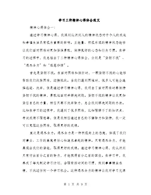 学习三种精神心得体会范文（三篇）