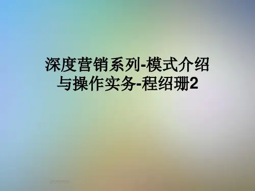深度营销系列-模式介绍与操作实务-程绍珊2