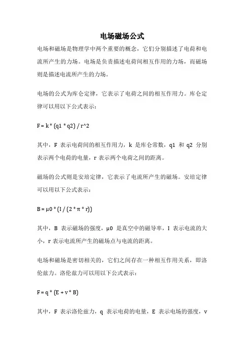 电场磁场公式