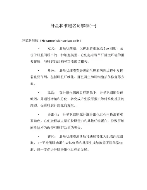 肝星状细胞名词解释(一)