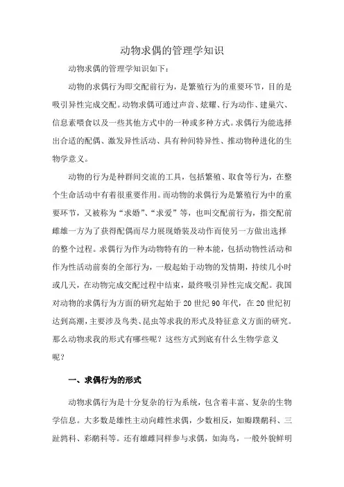 动物求偶的管理学知识