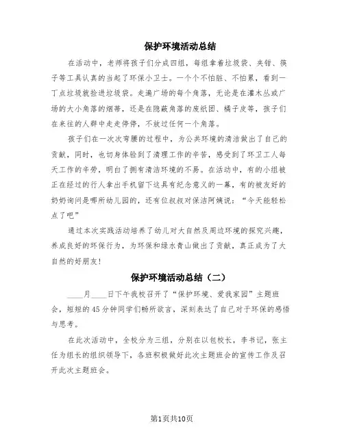保护环境活动总结(8篇)