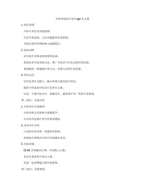 中医馆创业计划书ppt怎么做