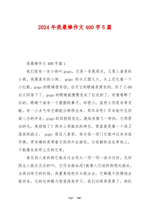 2024年我最棒作文400字5篇