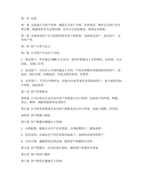 房地产公司_资产管理制度