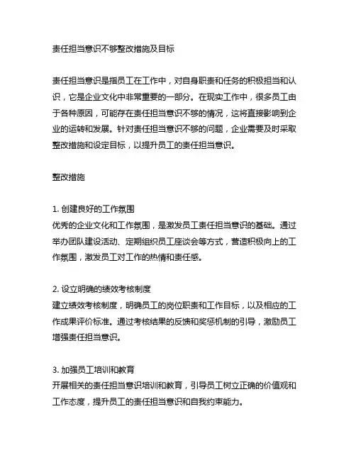 责任担当意识不够整改措施及目标