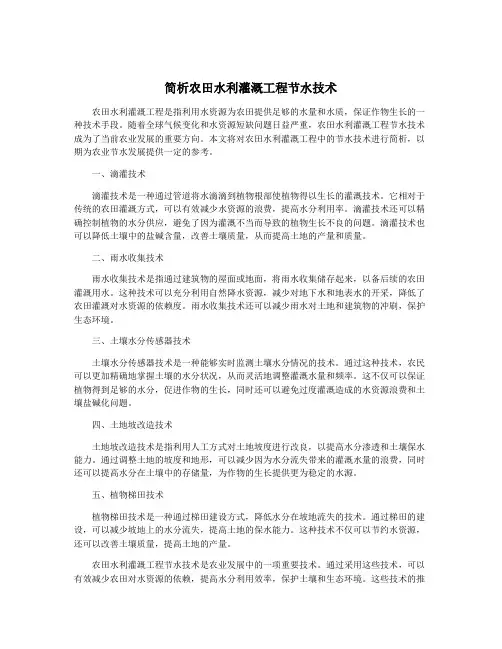 简析农田水利灌溉工程节水技术