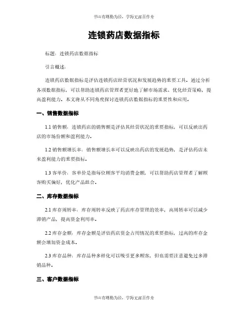 连锁药店数据指标