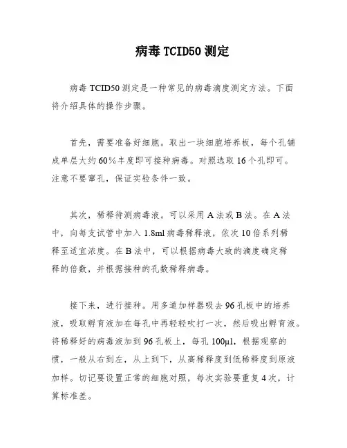 病毒TCID50测定