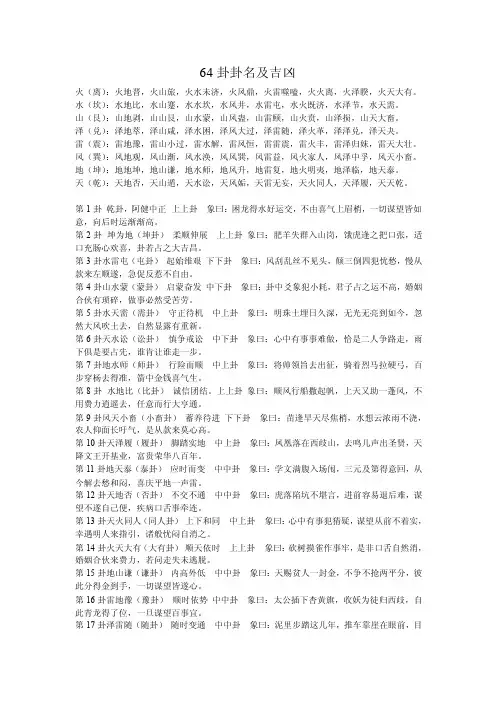 64卦卦名及吉凶