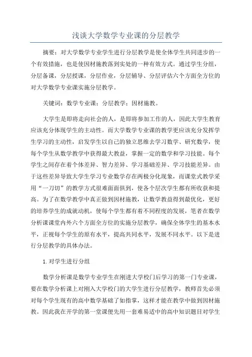 浅谈大学数学专业课的分层教学