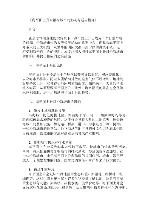 海平面上升对沿海城市的影响与适应措施