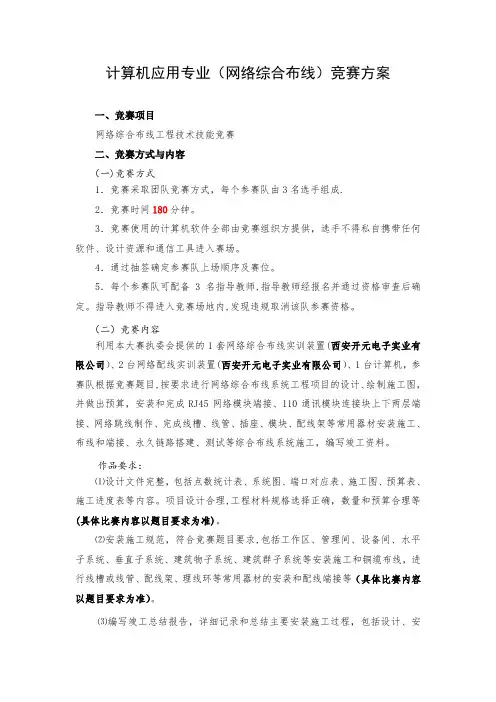 计算机应用专业(网络综合布线)竞赛方案