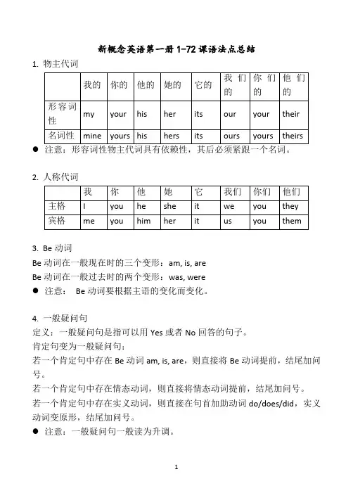 新概念第一册英语全面语法总结 (1)
