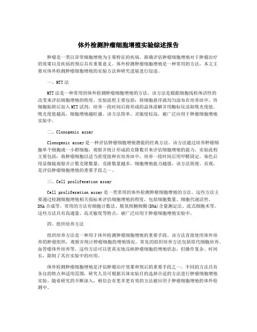 体外检测肿瘤细胞增殖实验综述报告