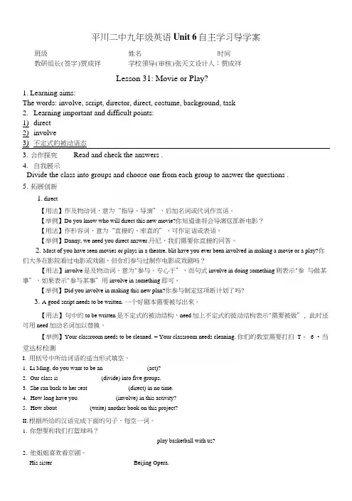 九年级英语Unit6导学案.docx
