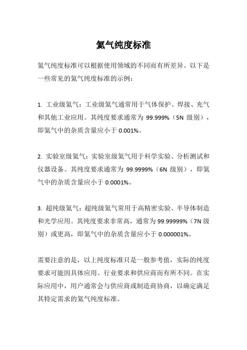 氦气纯度标准