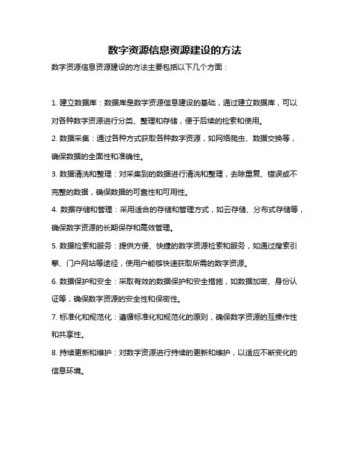 数字资源信息资源建设的方法