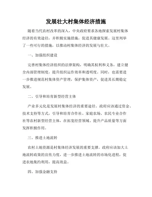 发展壮大村集体经济措施
