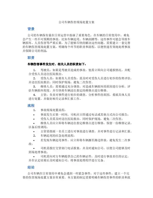 公司车辆伤害现场处置方案