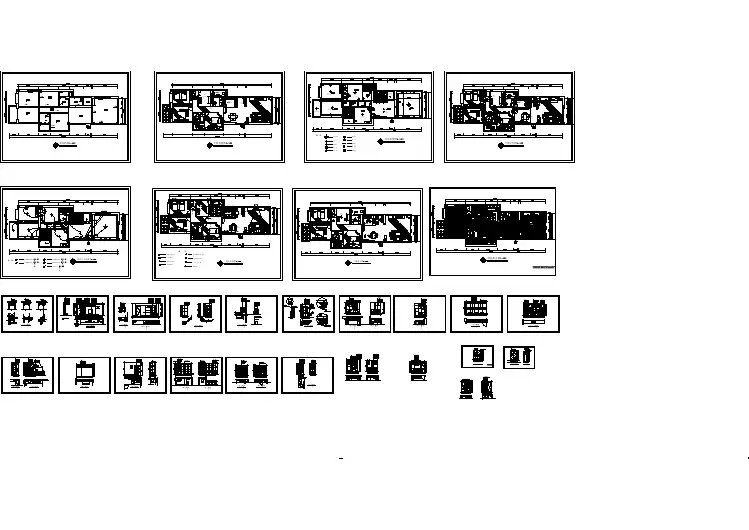 某套房室内装修cad平立面设计施工图纸