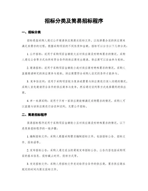 招标分类及简易招标程序