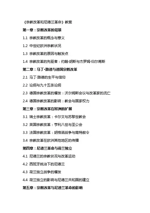 《宗教改革和尼德兰革命》教案