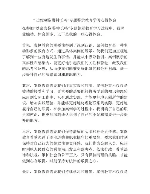 “以案为鉴 警钟长鸣”专题警示教育学习心得体会