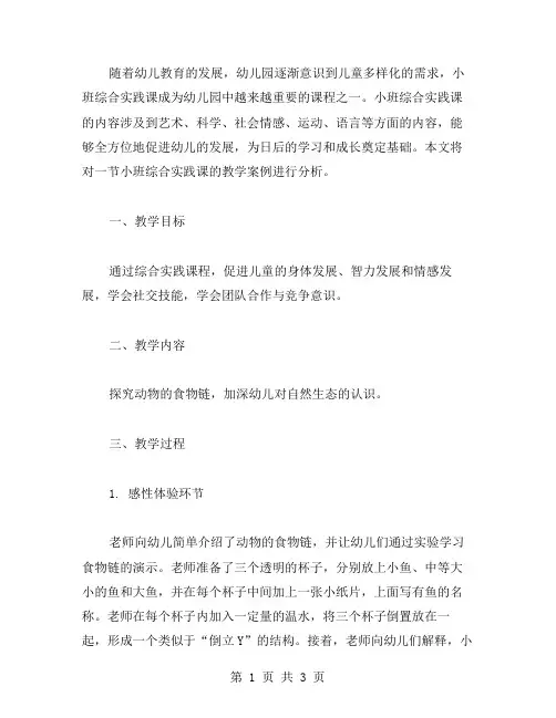 幼儿园小班综合实践课教学案例分析