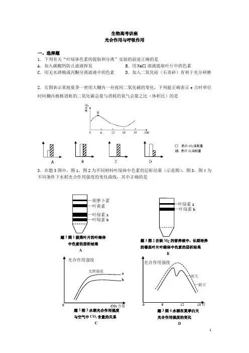 高考生物光合作用和呼吸作用讲义