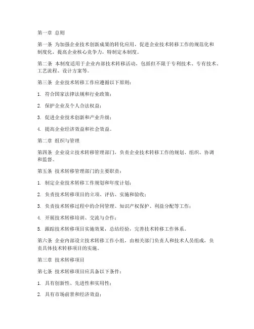 企业技术转移管理制度范本