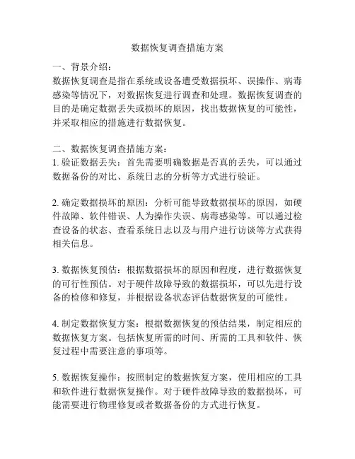 数据恢复调查措施方案