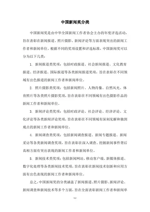 中国新闻奖分类