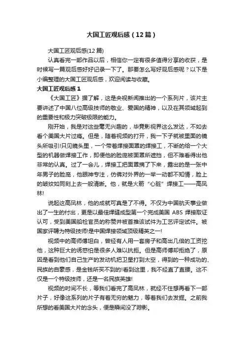 大国工匠观后感（12篇）