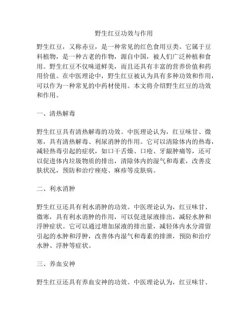 野生红豆功效与作用