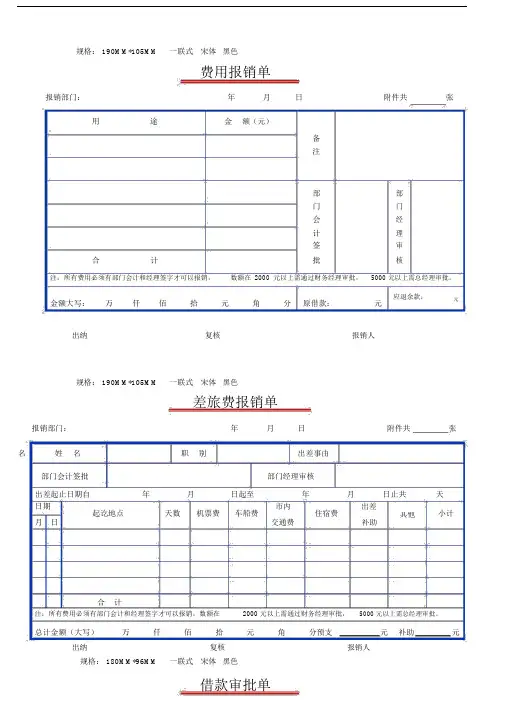财务报销单表格—带尺寸.doc