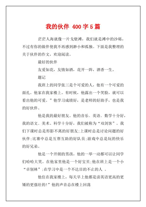 我的伙伴 400字5篇