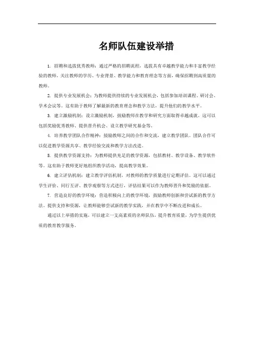 名师队伍建设举措