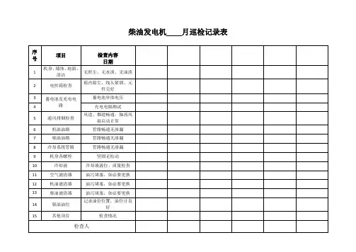柴油发电机巡检记录表