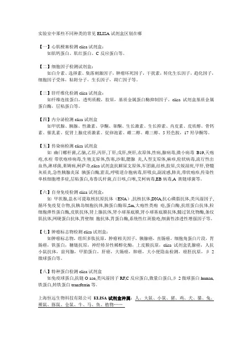 实验室中那些不同种类的常见ELISA试剂盒区别在哪