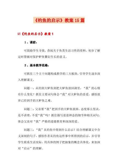 《钓鱼的启示》教案15篇