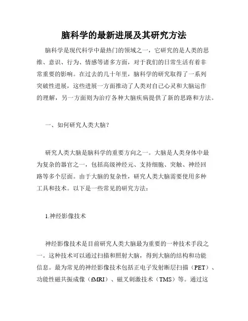 脑科学的最新进展及其研究方法
