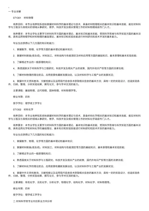 大学专业详解：理学（材料科学类）