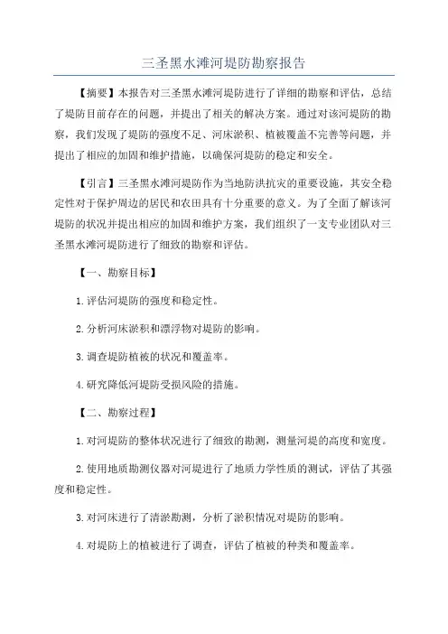 三圣黑水滩河堤防勘察报告