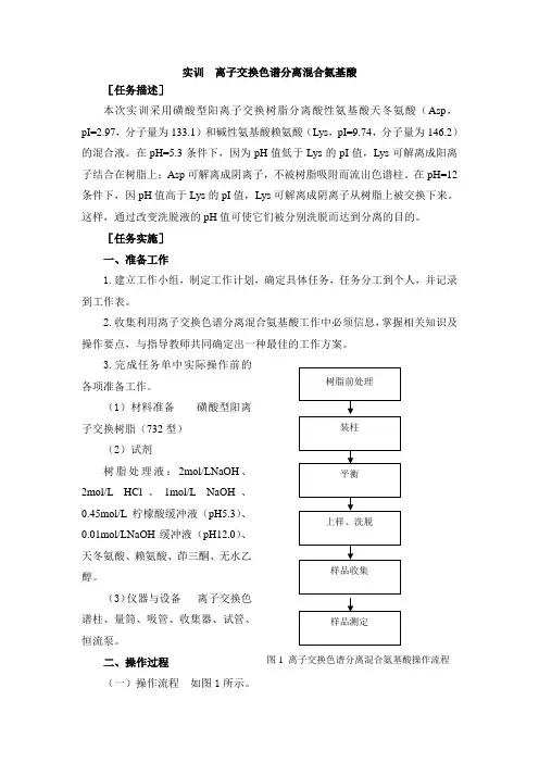 实训  离子交换色谱分离混合氨基酸