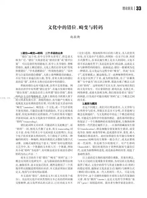 文化中的错位、畸变与转码